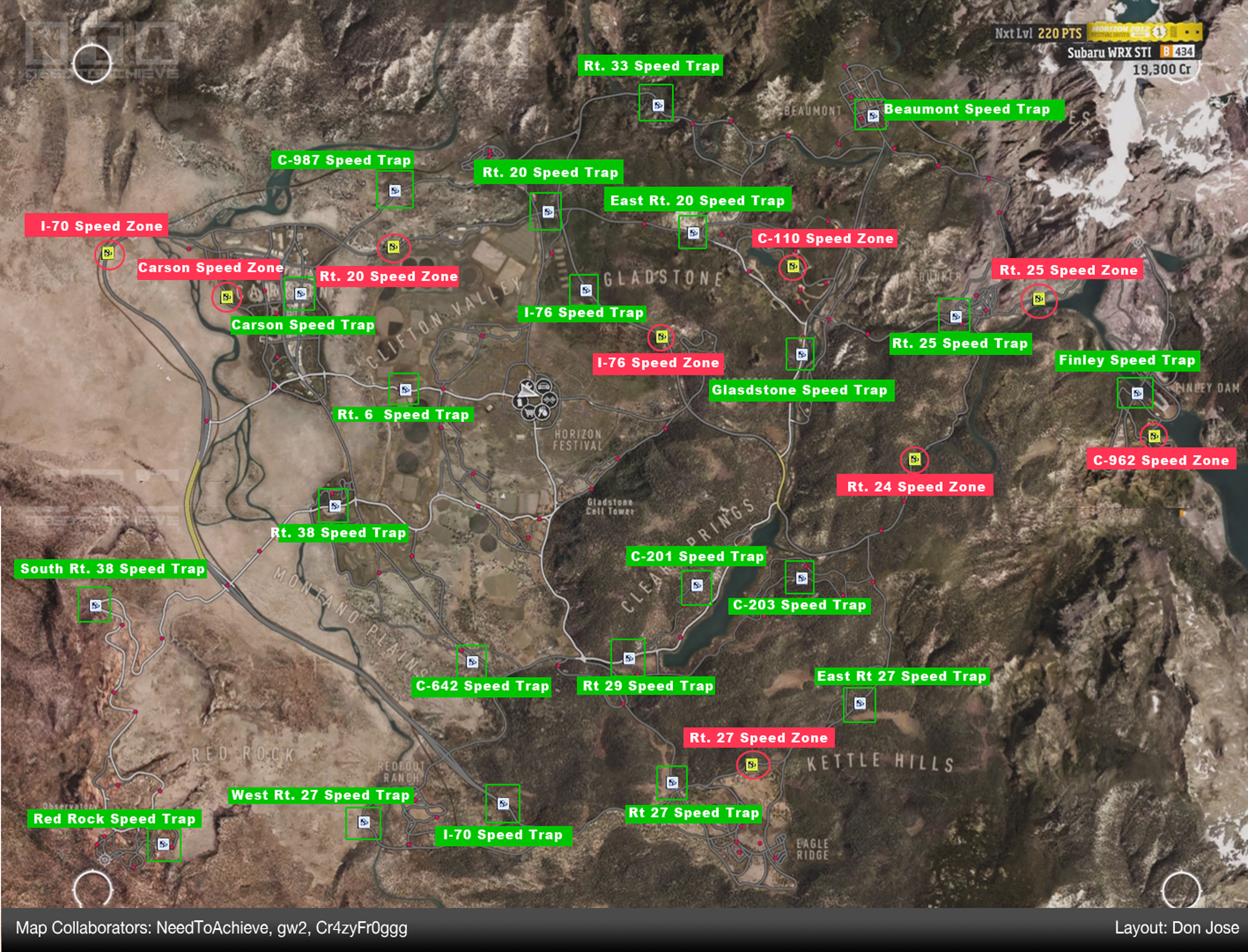 Forza Horizon 2 (X1) Signs, Barns, Radars Map